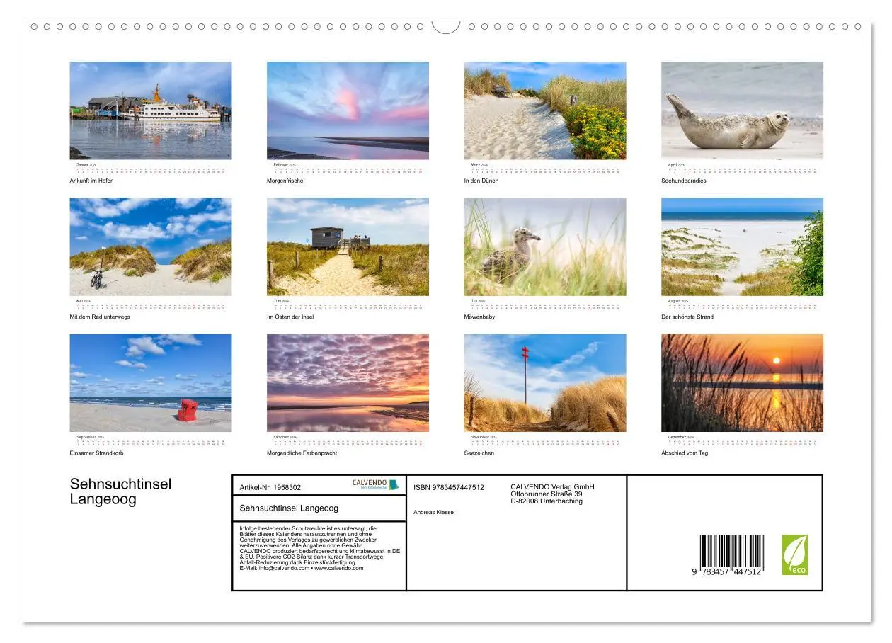 Bild: 9783457447512 | Sehnsuchtinsel Langeoog (hochwertiger Premium Wandkalender 2026 DIN...