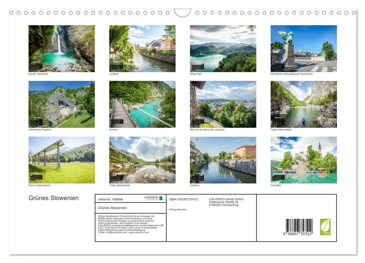 Bild: 9783457757512 | Grünes Slowenien (Wandkalender 2026 DIN A3 quer), CALVENDO...