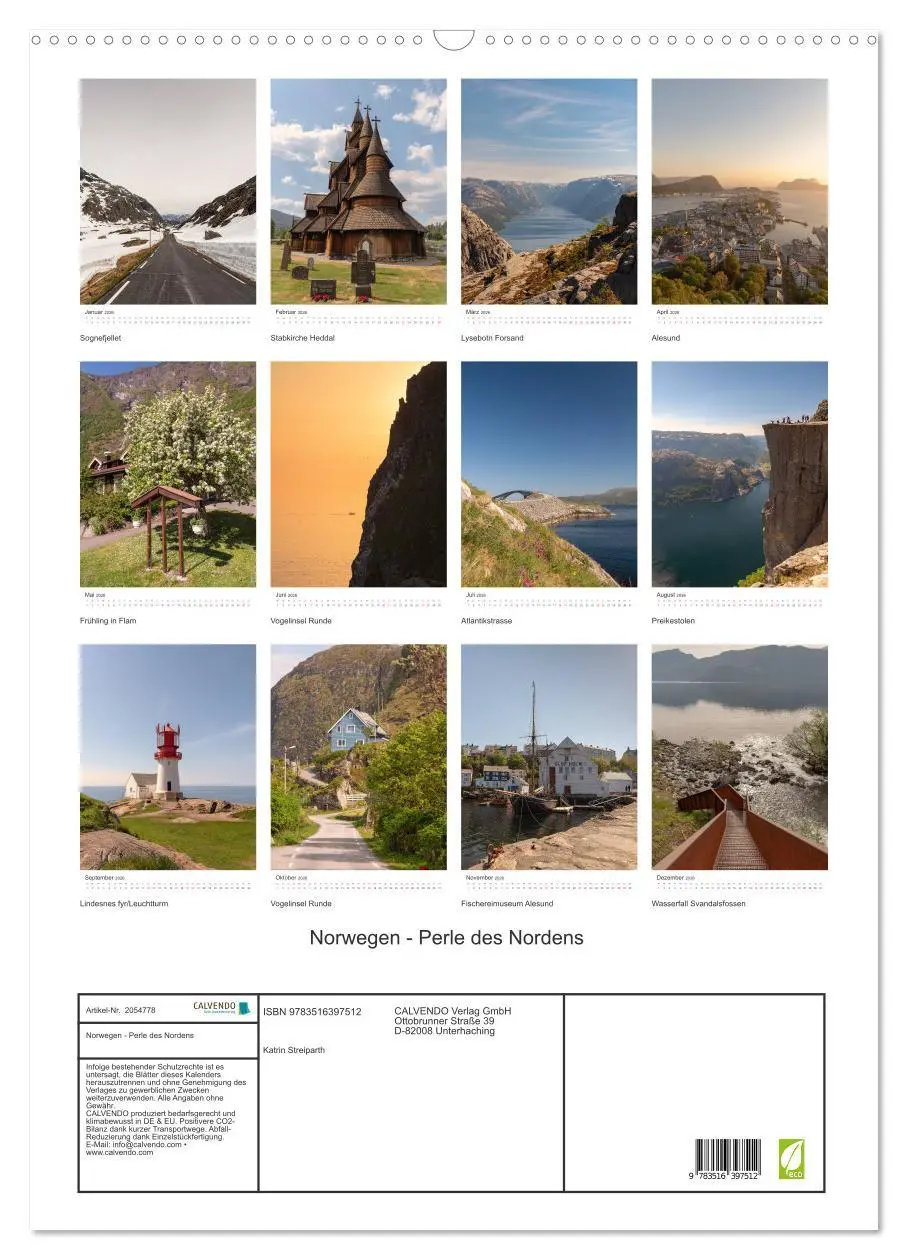 Bild: 9783516397512 | Norwegen - Perle des Nordens (Wandkalender 2026 DIN A2 hoch),...