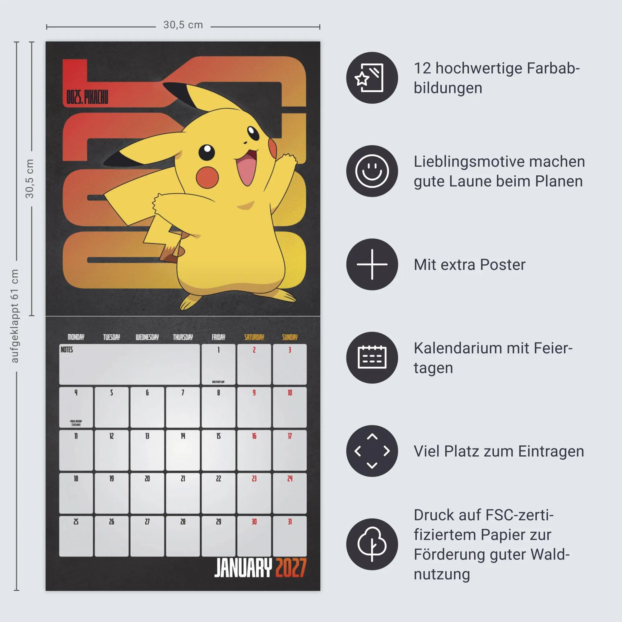Bild: 9783840197512 | Pokémon Broschurkalender 2027 | Heye | Kalender | 28 S. | Englisch