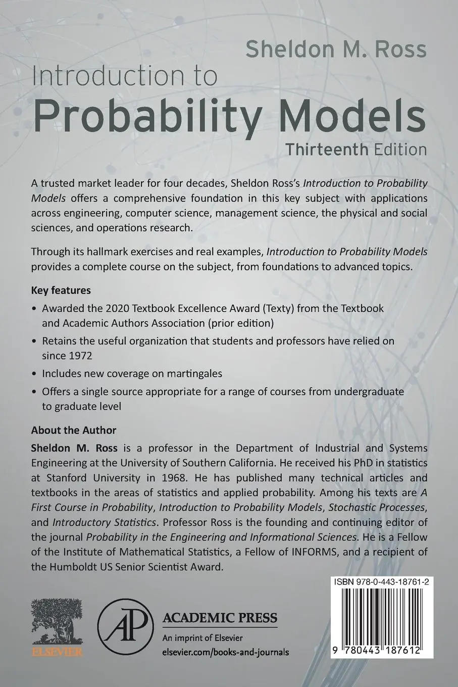 Rückseite: 9780443187612 | Introduction to Probability Models | Sheldon M. Ross | Taschenbuch