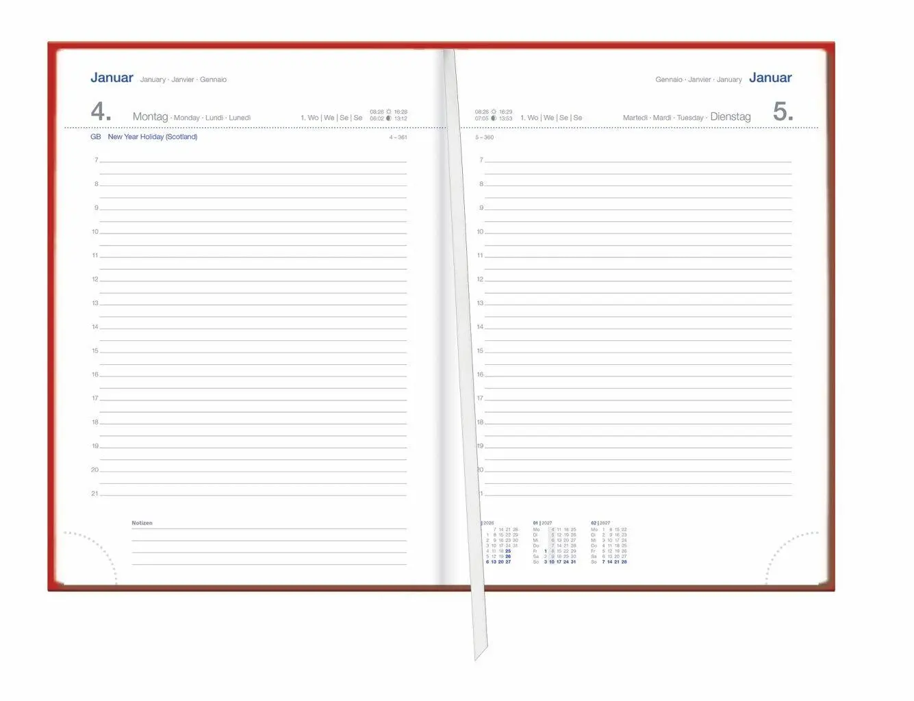 Bild: 9783756417612 | Tages-Cheftimer A5, rot 2027 | Heye | Buch | Bürokalender Heye | 2027