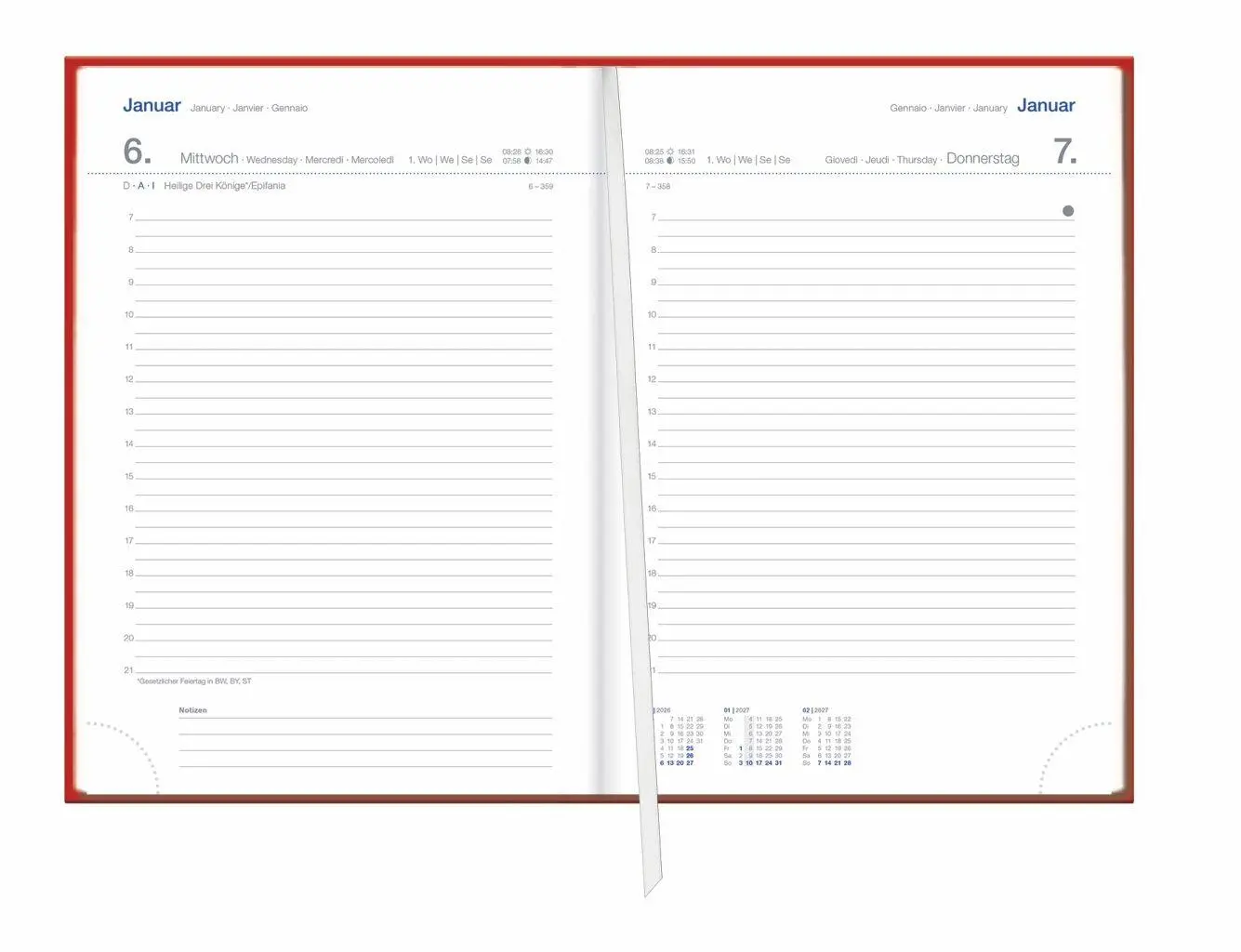 Bild: 9783756417612 | Tages-Cheftimer A5, rot 2027 | Heye | Buch | Bürokalender Heye | 2027