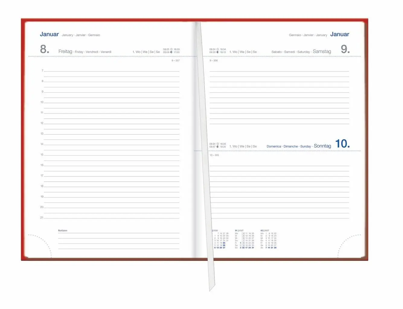 Bild: 9783756417612 | Tages-Cheftimer A5, rot 2027 | Heye | Buch | Bürokalender Heye | 2027