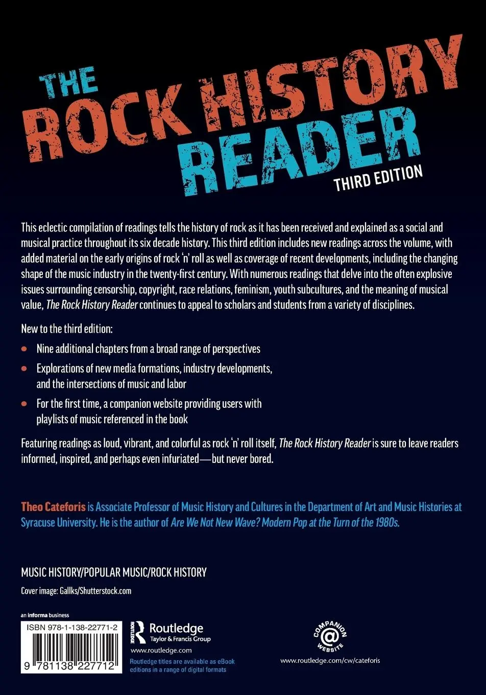 Rückseite: 9781138227712 | The Rock History Reader | Theo Cateforis | Taschenbuch | Englisch