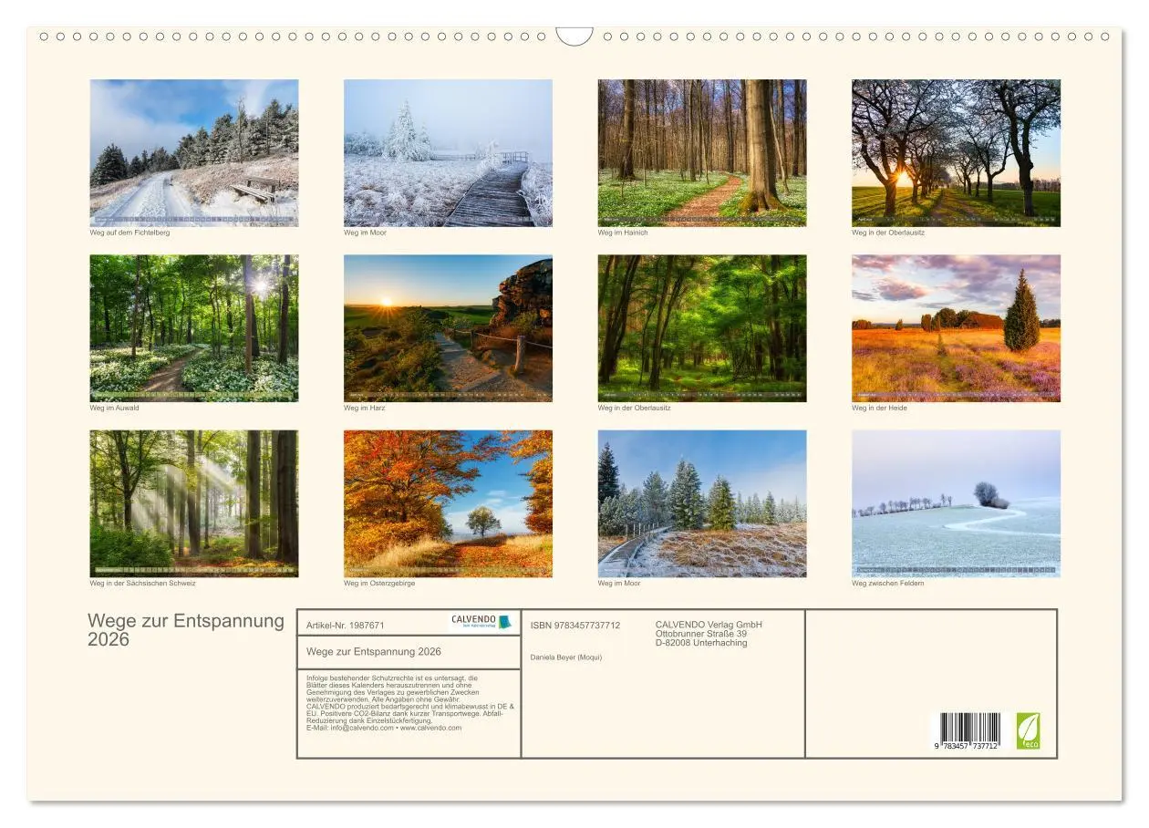 Bild: 9783457737712 | Wege zur Entspannung 2026 (Wandkalender 2026 DIN A2 quer), CALVENDO...
