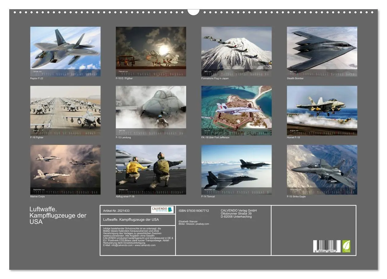 Bild: 9783516067712 | Luftwaffe. Kampfflugzeuge der USA (Wandkalender 2026 DIN A2 quer),...