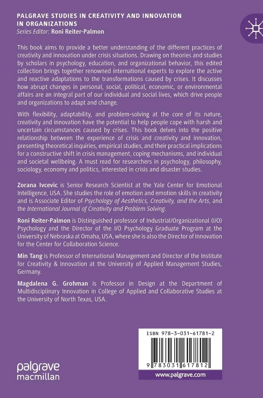 Rückseite: 9783031617812 | Crises, Creativity and Innovation | Zorana Ivcevic (u. a.) | Buch