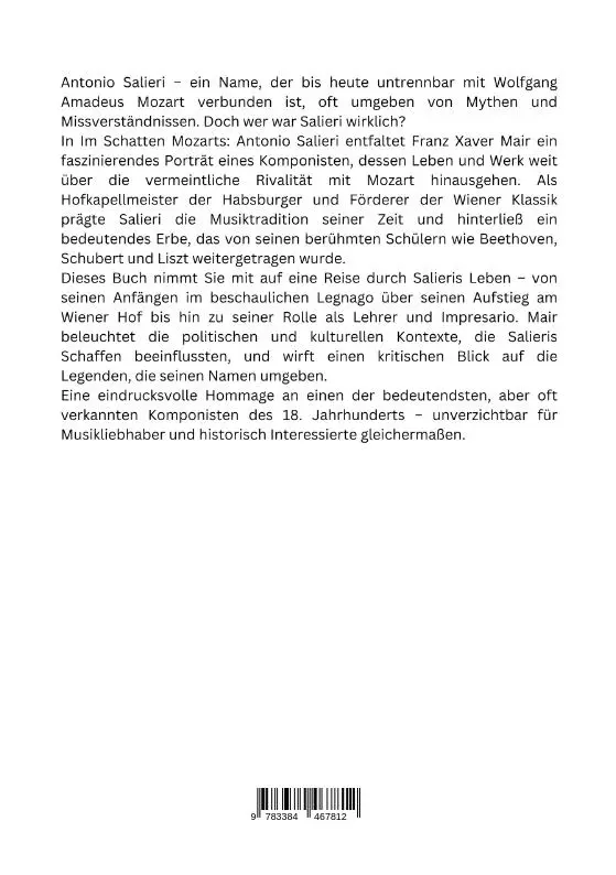 Rückseite: 9783384467812 | Im Schatten Mozarts: Antonio Salieri | Franz Xaver Mair | Taschenbuch