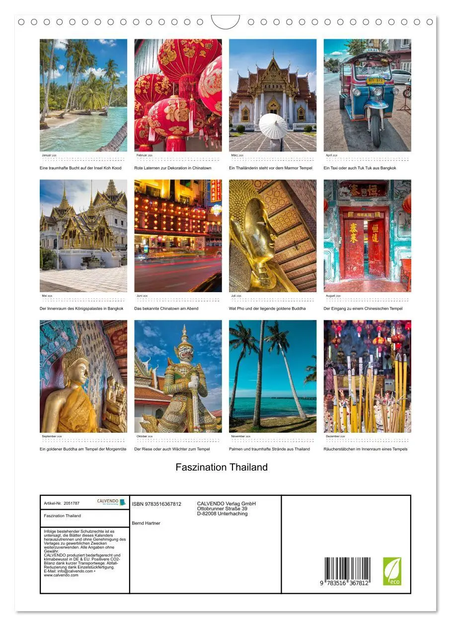 Bild: 9783516367812 | Faszination Thailand (Wandkalender 2026 DIN A3 hoch), CALVENDO...