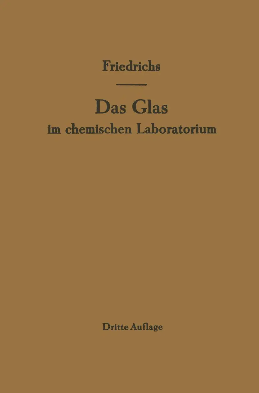 Cover: 9783642927812 | Das Glas im chemischen Laboratorium | J. Friedrichs (u. a.) | Buch
