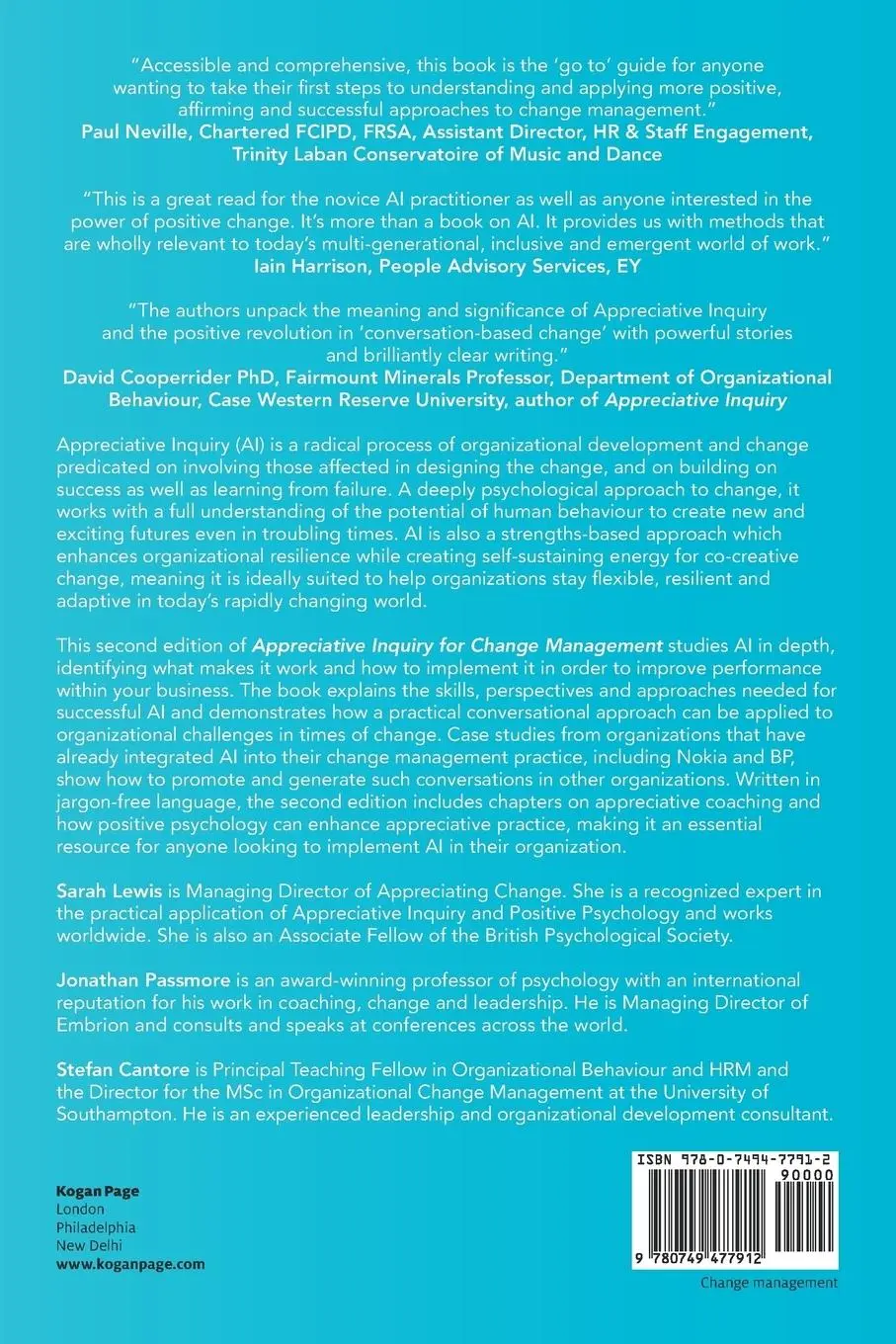 Rückseite: 9780749477912 | Appreciative Inquiry for Change Management | Sarah Lewis (u. a.)