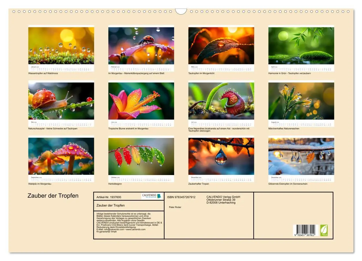 Bild: 9783457267912 | Zauber der Tropfen (Wandkalender 2026 DIN A2 quer), CALVENDO...