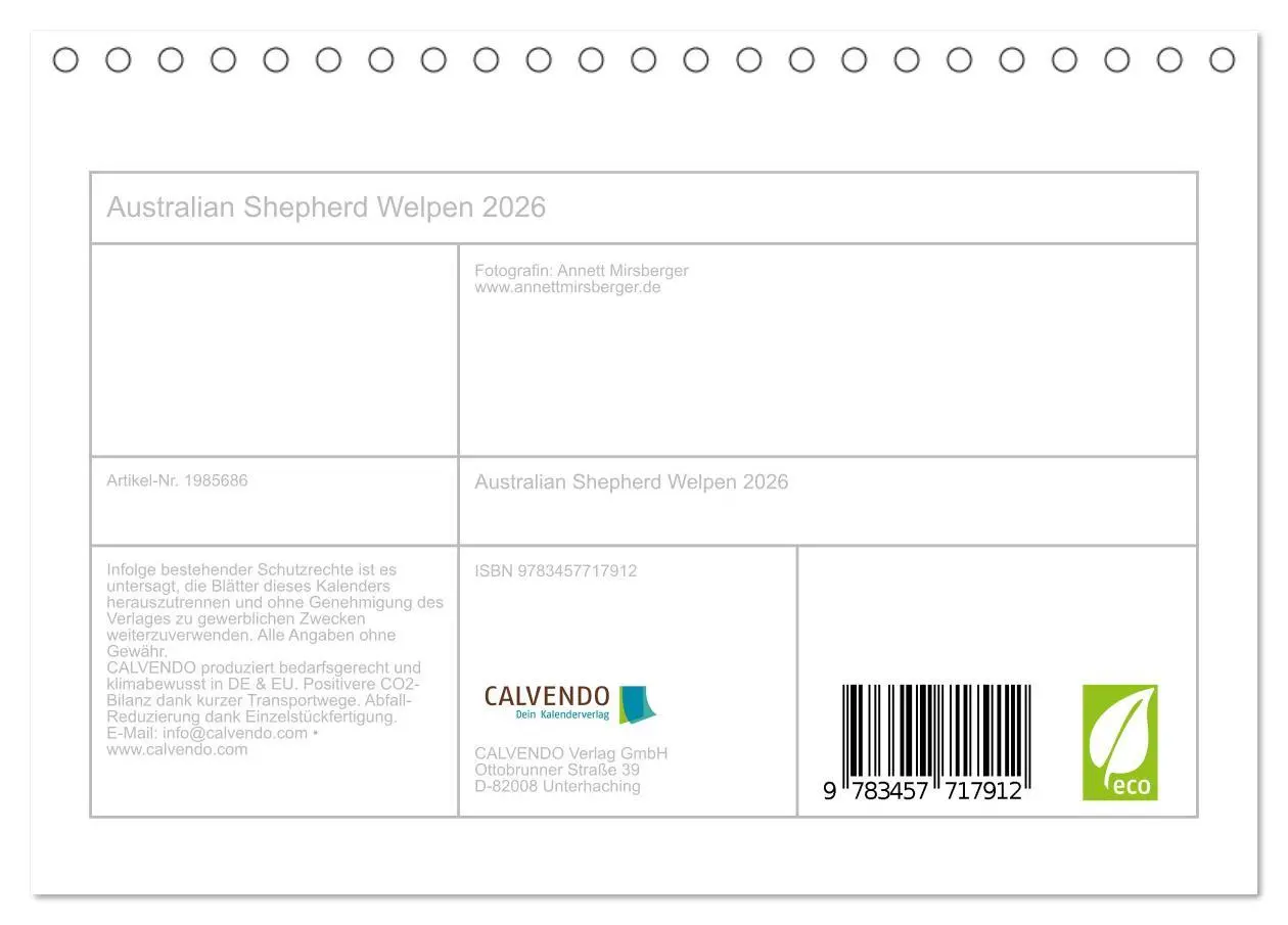 Bild: 9783457717912 | Australian Shepherd Welpen 2026 (Tischkalender 2026 DIN A5 quer),...