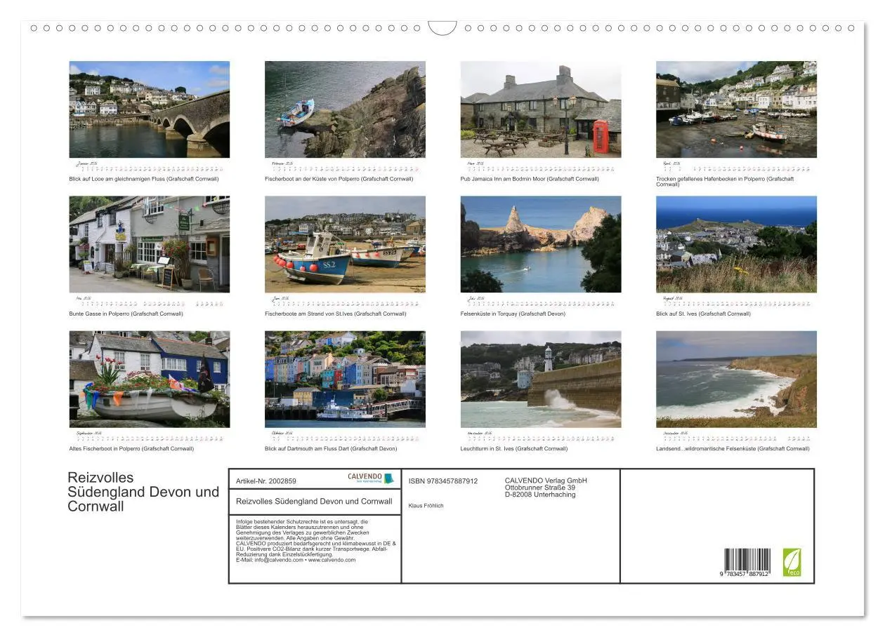 Bild: 9783457887912 | Reizvolles Südengland Devon und Cornwall (Wandkalender 2026 DIN A2...