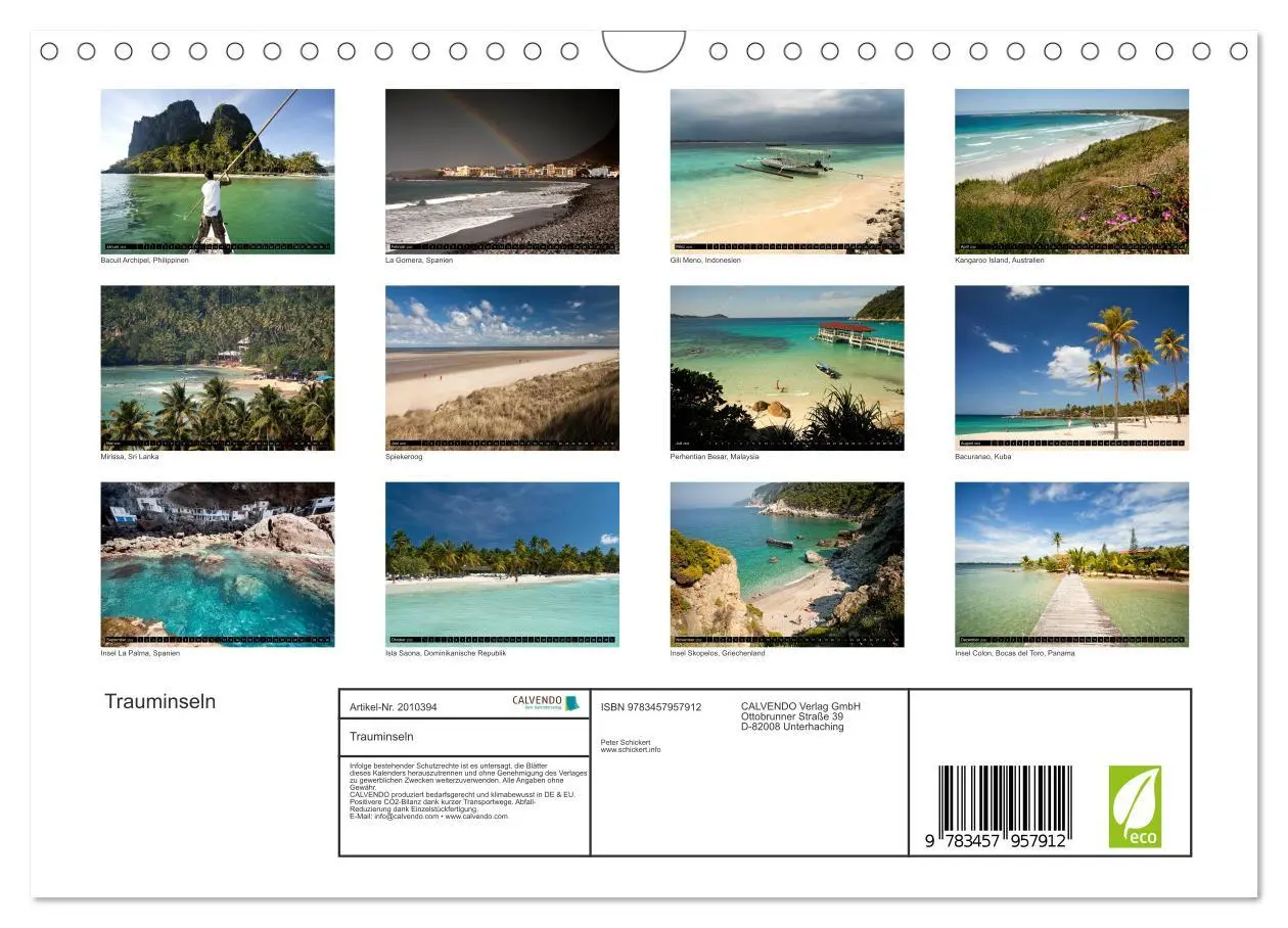 Bild: 9783457957912 | Trauminseln (Wandkalender 2026 DIN A4 quer), CALVENDO Monatskalender
