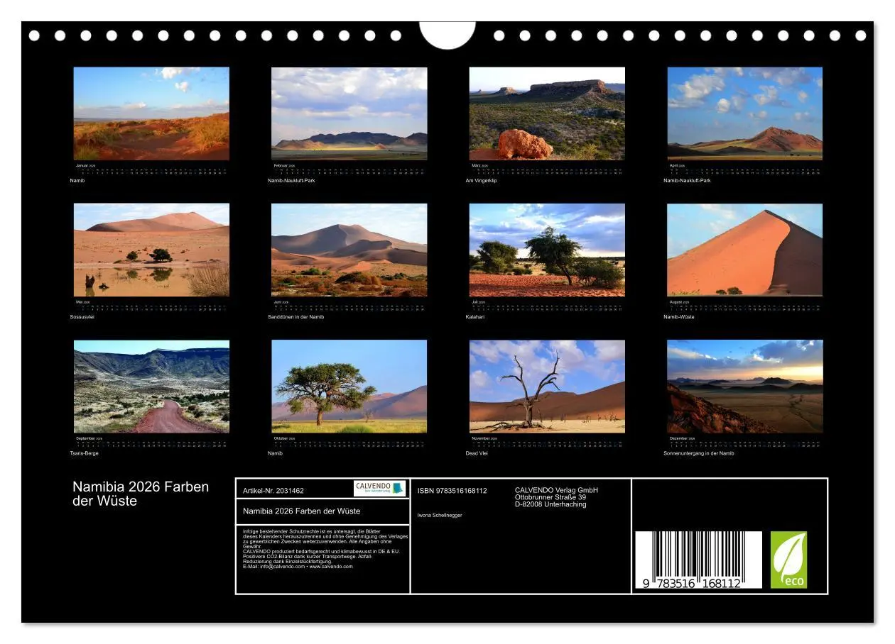 Bild: 9783516168112 | Namibia 2026 Farben der Wüste (Wandkalender 2026 DIN A4 quer),...