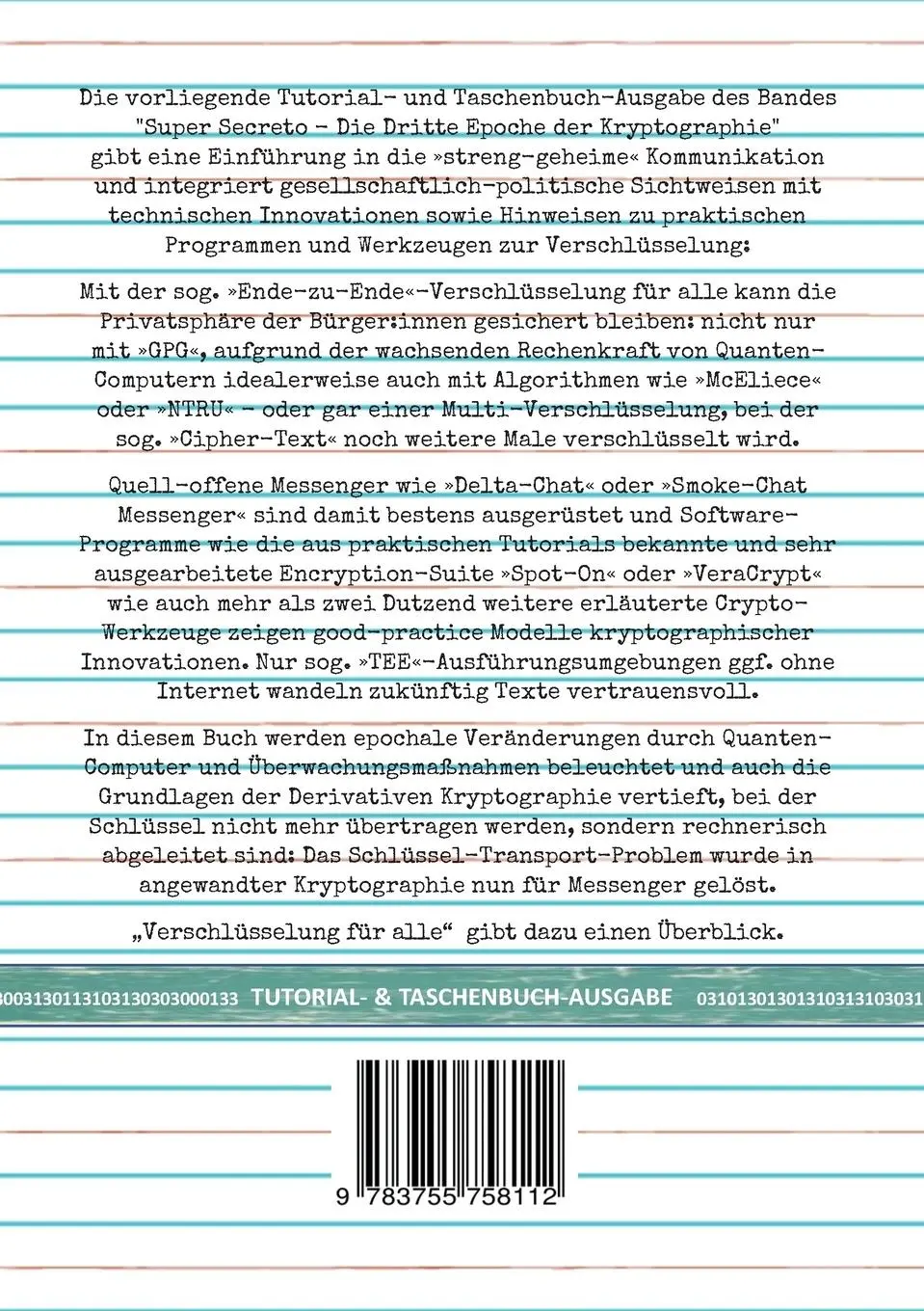 Rückseite: 9783755758112 | Super Secreto - Verschlüsselung für alle | Theo Tenzer | Taschenbuch