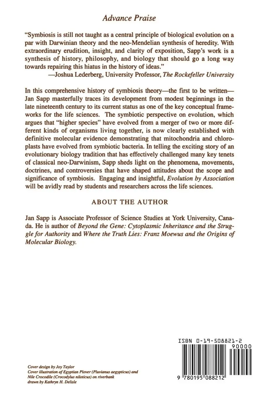 Rückseite: 9780195088212 | Evolution by Association | A History of Symbiosis | Jan Sapp | Buch