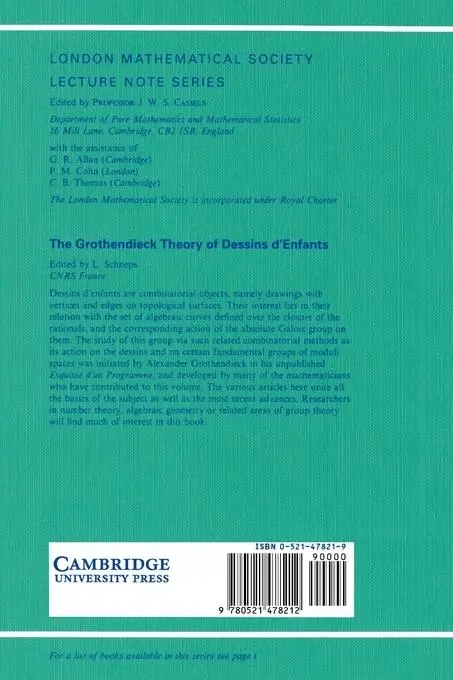 Rückseite: 9780521478212 | Grothendieck Theory of Dessins D'Enfants | Leila Schneps | Taschenbuch