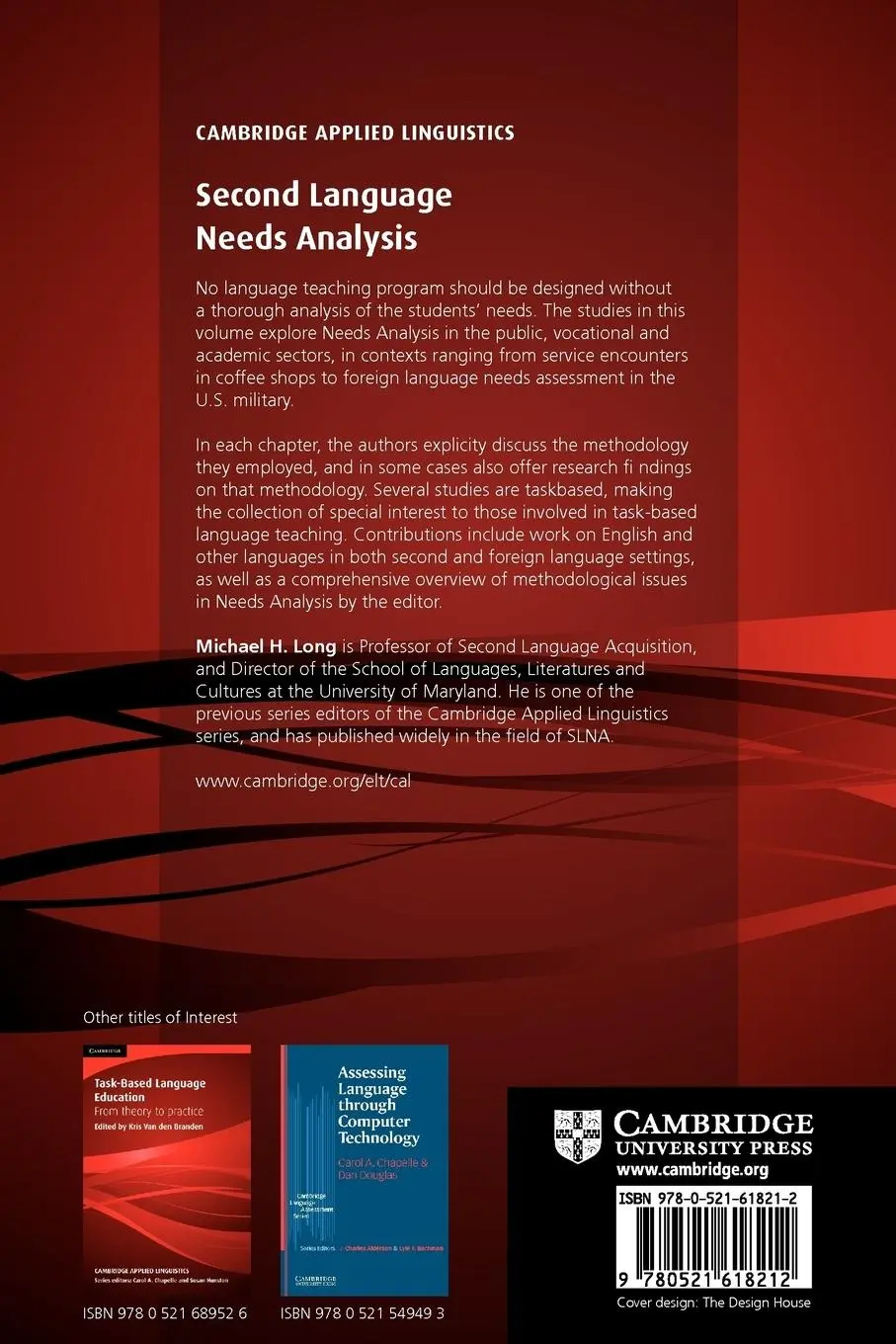 Rückseite: 9780521618212 | Second Language Needs Analysis | Michael H. Long | Taschenbuch | 2005