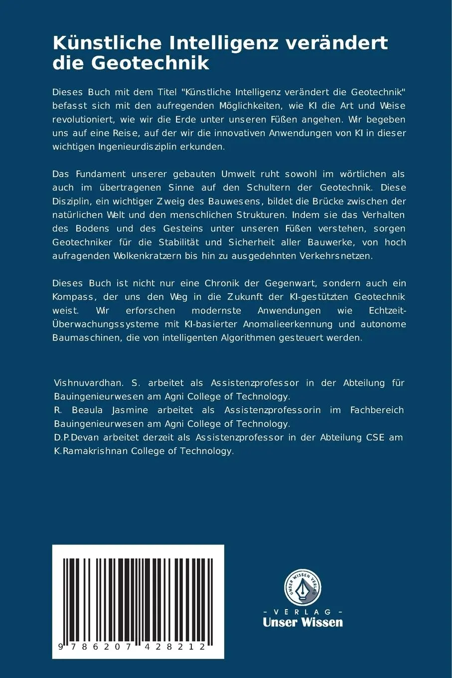 Rückseite: 9786207428212 | Künstliche Intelligenz verändert die Geotechnik | S. (u. a.) | Buch
