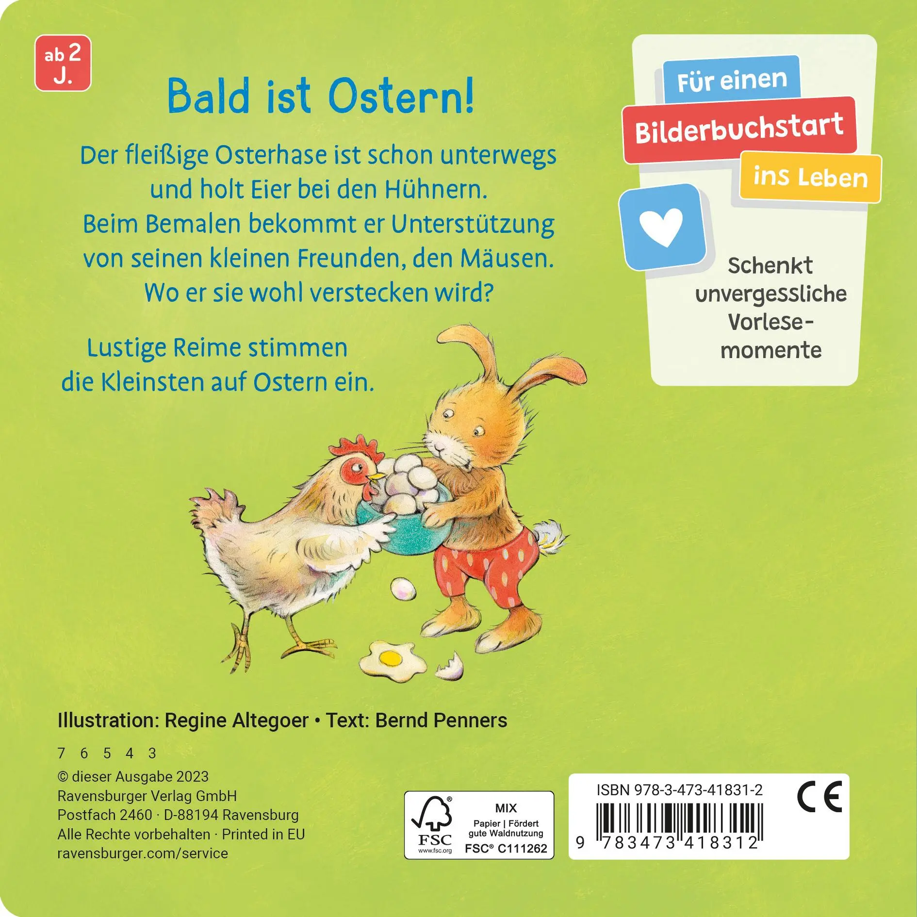 Rückseite: 9783473418312 | Mein liebstes Osterbuch | Bernd Penners | Buch | 16 S. | Deutsch
