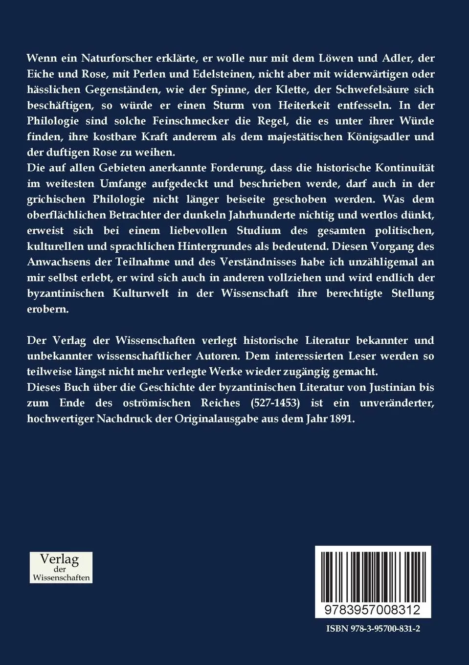 Rückseite: 9783957008312 | Geschichte der byzantinischen Literatur | Karl Krumbacher | Buch