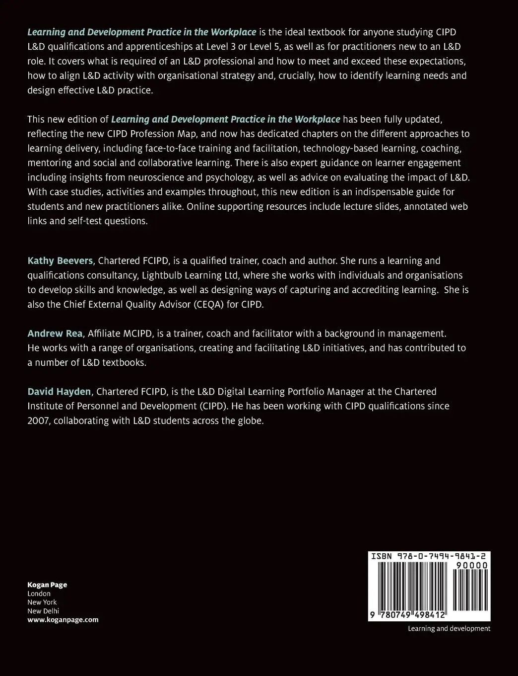 Rückseite: 9780749498412 | Learning and Development Practice in the Workplace | Beevers (u. a.)