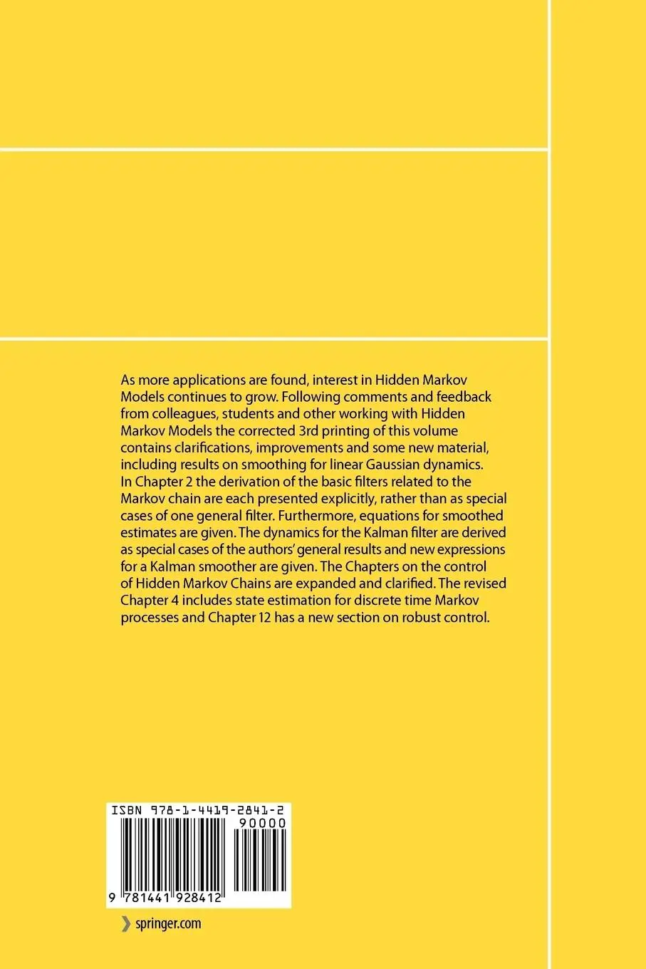 Rückseite: 9781441928412 | Hidden Markov Models | Estimation and Control | Elliott (u. a.) | Buch