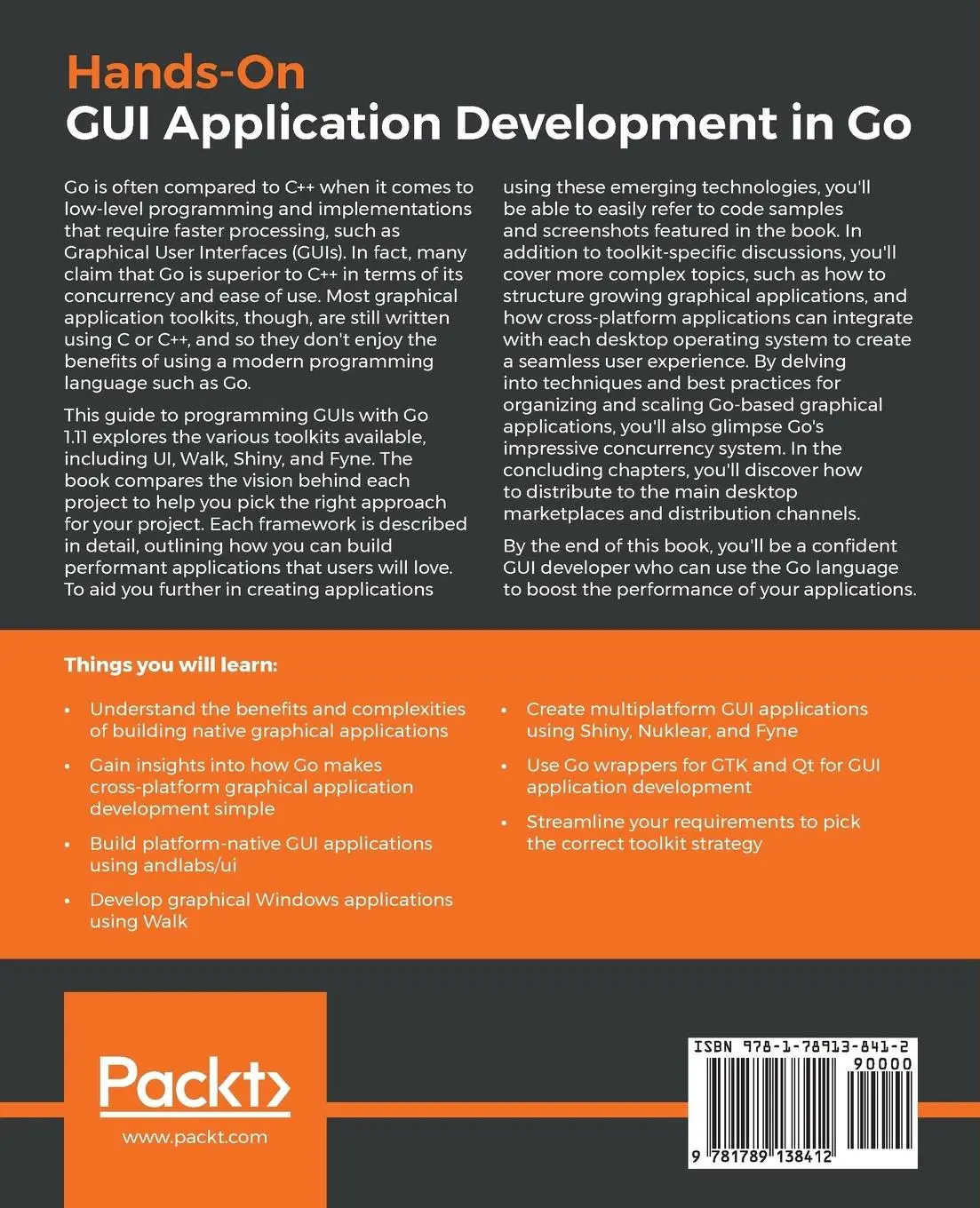 Rückseite: 9781789138412 | Hands-On GUI Application Development in Go | Andrew Williams | Buch