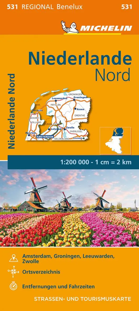Cover: 9782067228412 | Michelin Niederlande Nord. Straßen- und Tourismuskarte 1:200.000