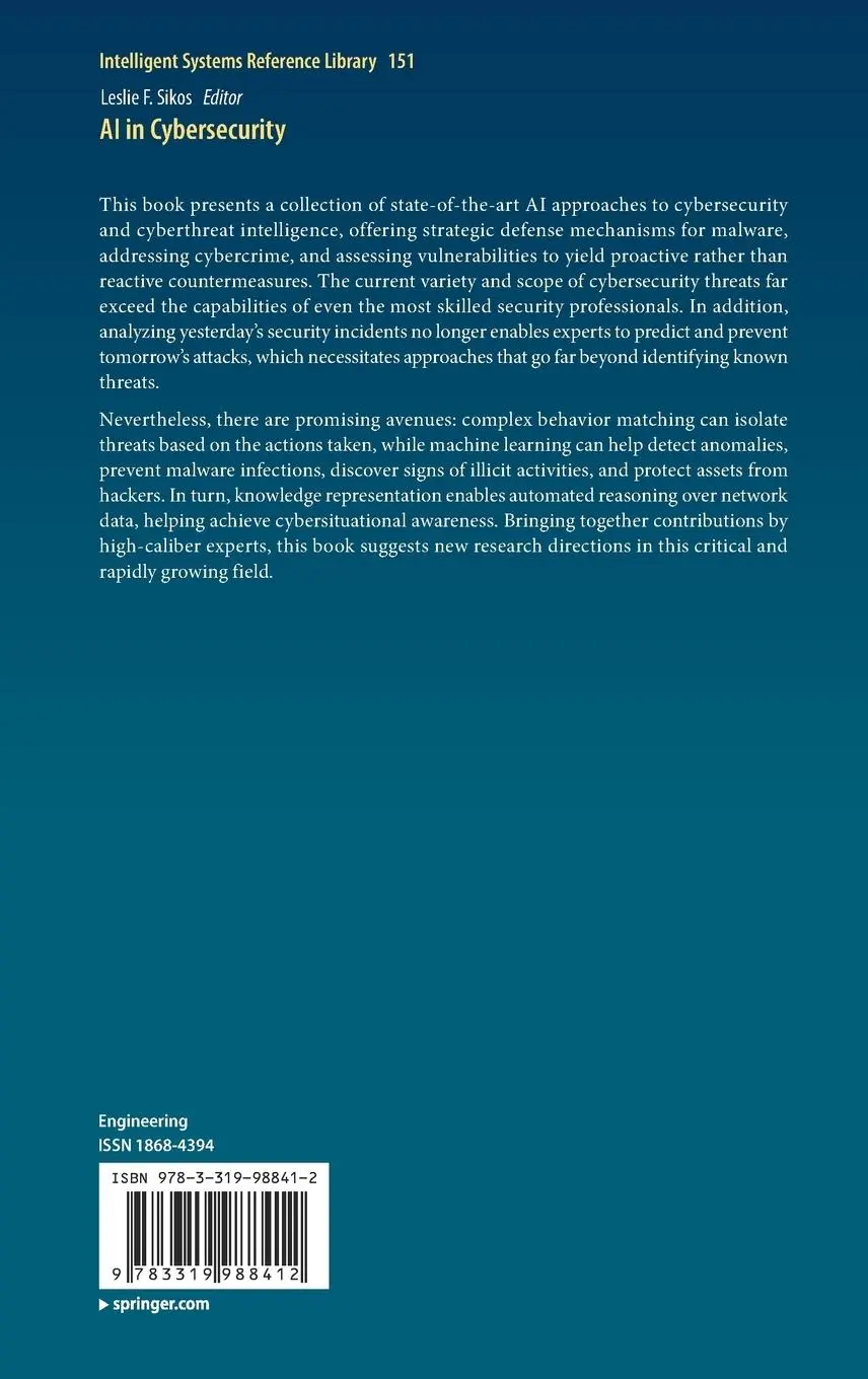 Rückseite: 9783319988412 | AI in Cybersecurity | Leslie F. Sikos | Buch | xvii | Englisch | 2018