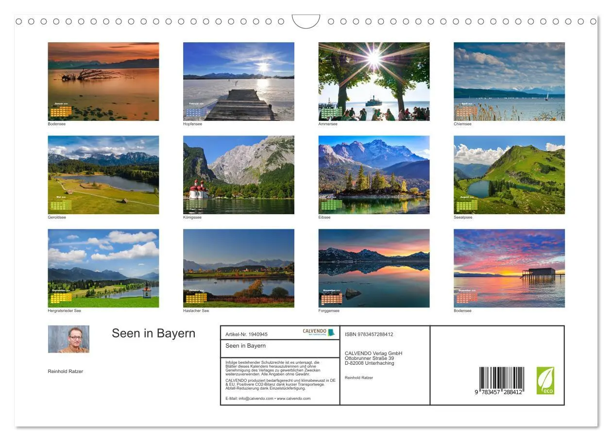 Bild: 9783457288412 | Seen in Bayern (Wandkalender 2026 DIN A3 quer), CALVENDO...