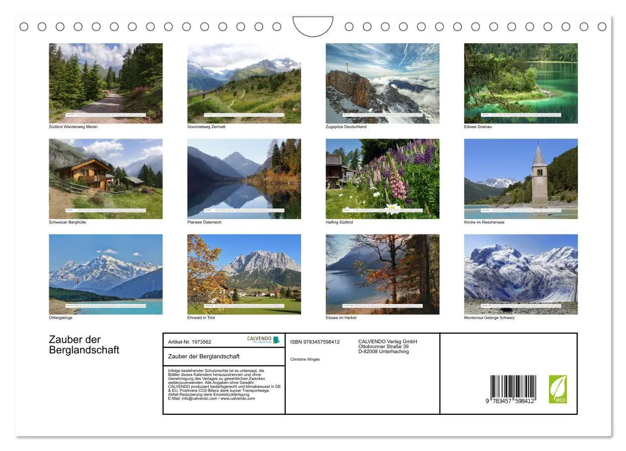 Bild: 9783457598412 | Zauber der Berglandschaft (Wandkalender 2026 DIN A4 quer), CALVENDO...