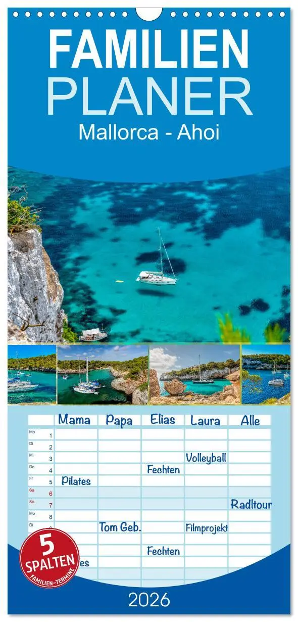 Cover: 9783516518412 | Familienplaner 2026 - Mallorca - Ahoi mit 5 Spalten (Wandkalender,...