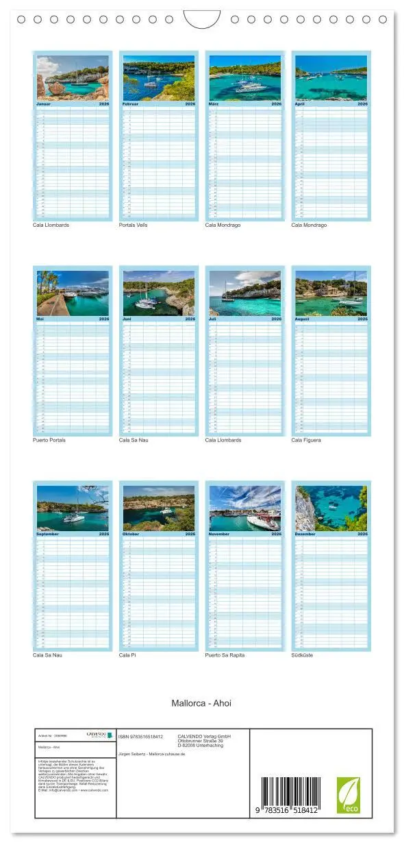Bild: 9783516518412 | Familienplaner 2026 - Mallorca - Ahoi mit 5 Spalten (Wandkalender,...
