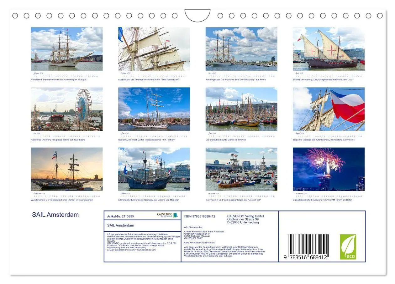 Bild: 9783516688412 | SAIL Amsterdam (Wandkalender 2026 DIN A4 quer), CALVENDO...