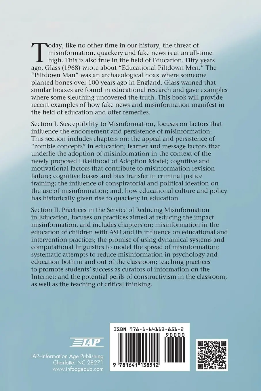 Rückseite: 9781641138512 | Misinformation and Fake News in Education | Panayiota Kendeou (u. a.)