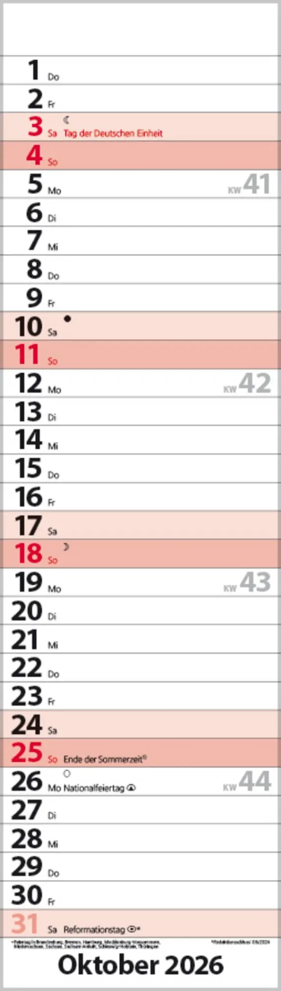 Bild: 9783731888512 | Streifenplaner Mini Rot 2026 | Verlag Korsch | Kalender | 13 S. | 2026