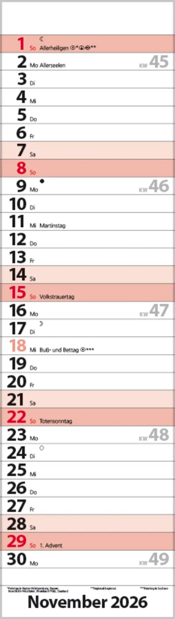 Bild: 9783731888512 | Streifenplaner Mini Rot 2026 | Verlag Korsch | Kalender | 13 S. | 2026