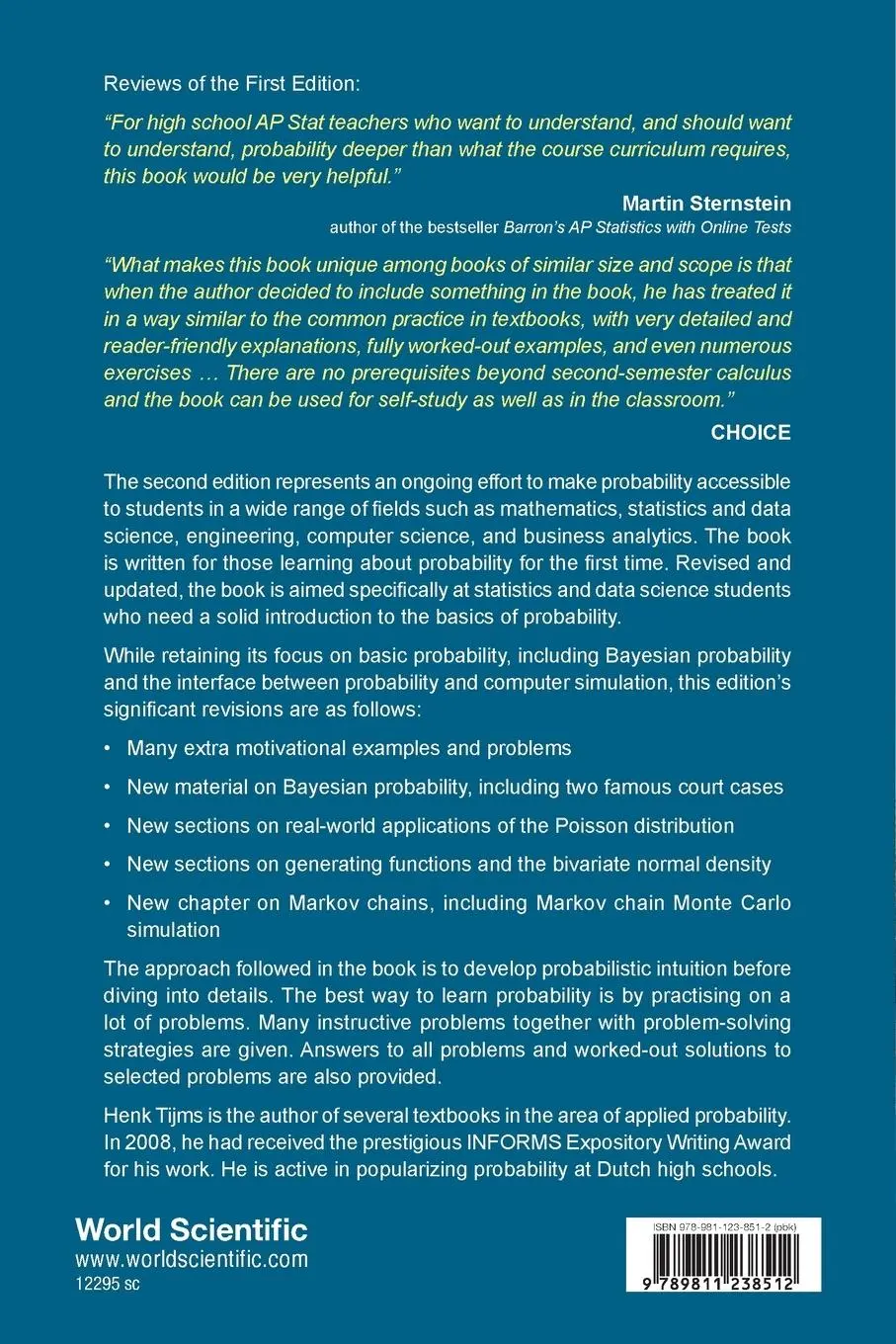 Rückseite: 9789811238512 | BASIC PROBABILITY (2ND ED) | Tijms Henk | Taschenbuch | Englisch