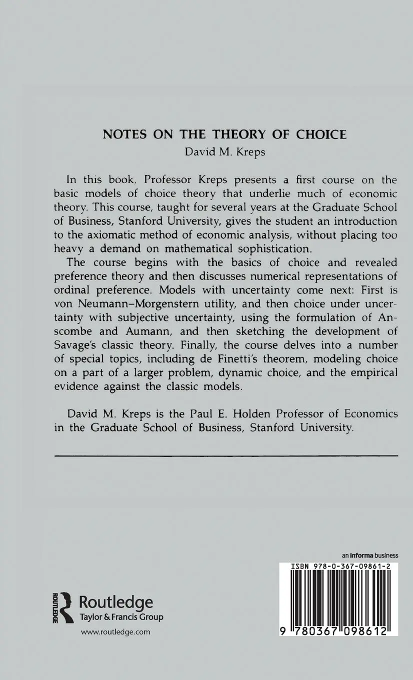 Rückseite: 9780367098612 | Notes On The Theory Of Choice | David Kreps | Buch | Englisch | 2019