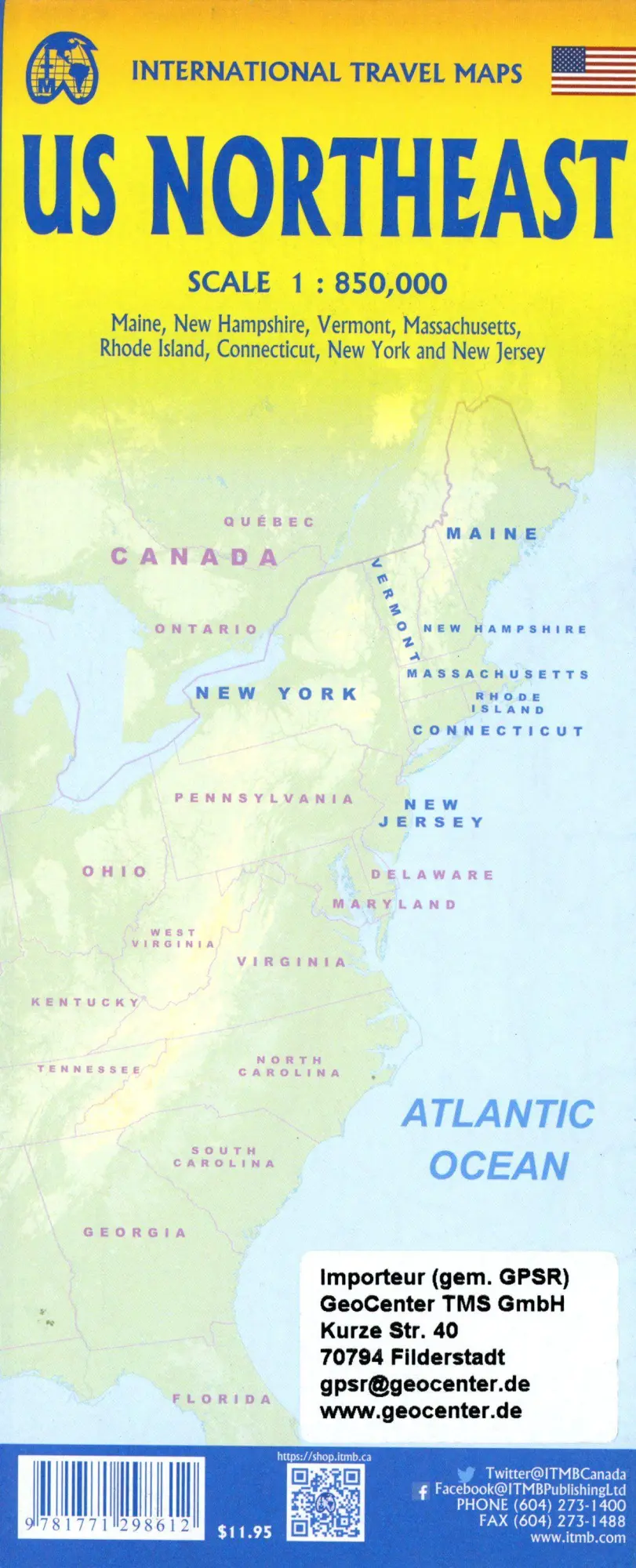 Bild: 9781771298612 | USA North East | 1:850000 | (Land-)Karte | International Travel Map