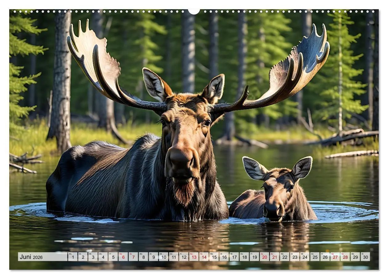 Bild: 9783457408612 | Im magischen Reich der Elche (hochwertiger Premium Wandkalender...