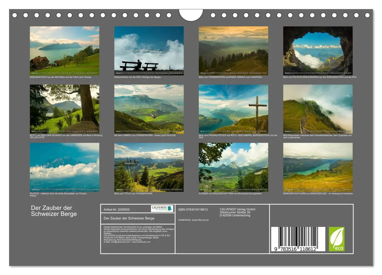 Bild: 9783516118612 | Der Zauber der Schweizer Berge (Wandkalender 2026 DIN A4 quer),...