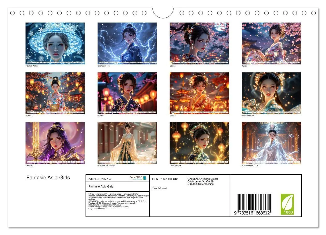 Bild: 9783516668612 | Fantasie Asia-Girls (Wandkalender 2026 DIN A4 quer), CALVENDO...