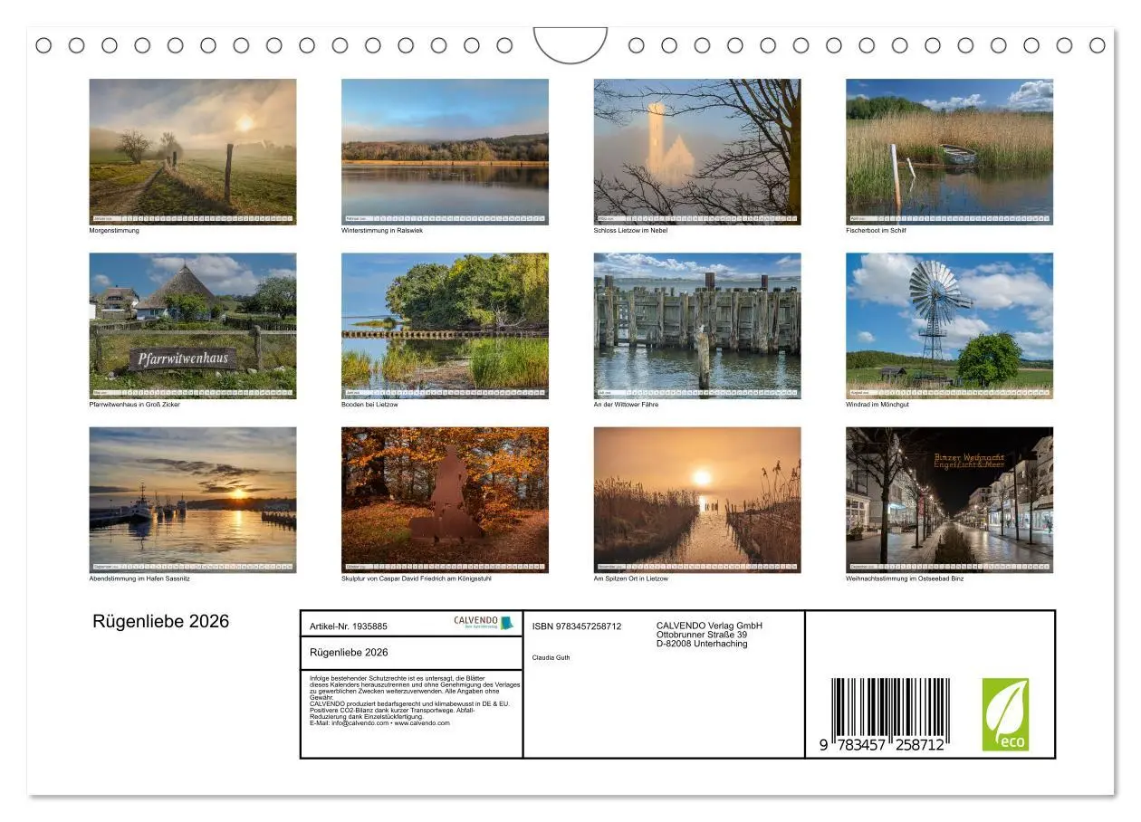 Bild: 9783457258712 | Rügenliebe 2026 (Wandkalender 2026 DIN A4 quer), CALVENDO...