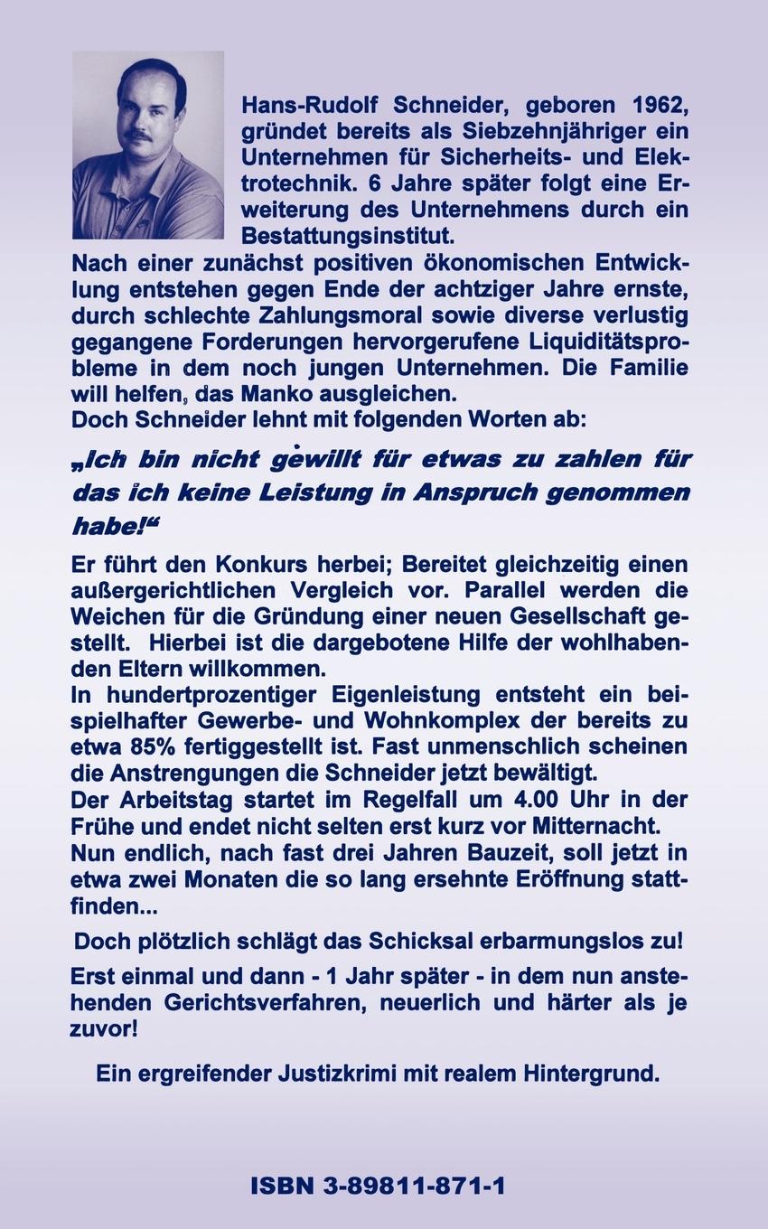 Rückseite: 9783898118712 | Der Justizmord | Hans-Rudolph Schneider | Taschenbuch | 308 S. | 2000