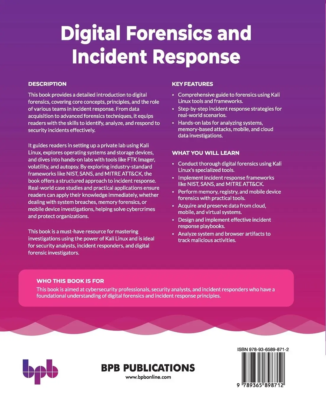 Rückseite: 9789365898712 | Digital Forensics and Incident Response | Deepanshu Khanna | Buch